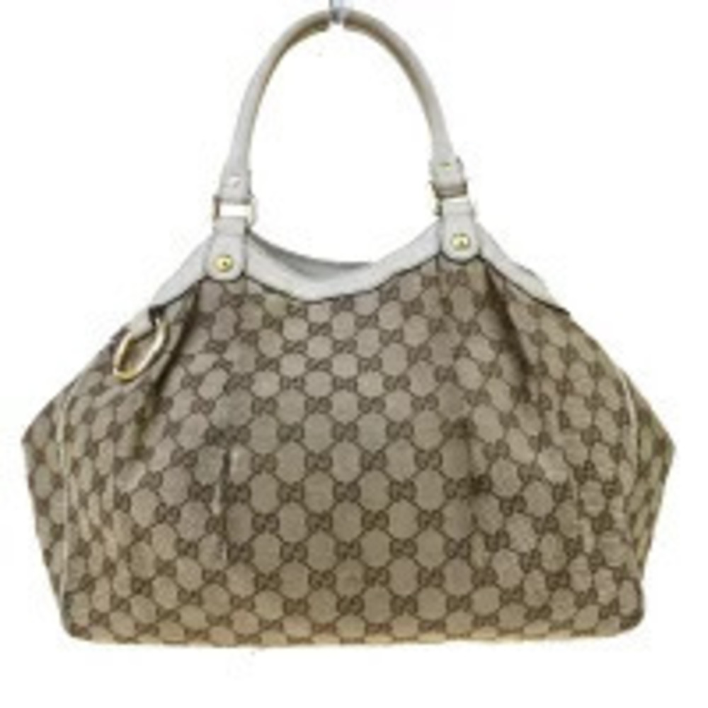 Gucci Handbag GG Brown Canvas Leather